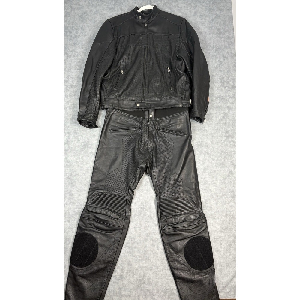 Ironbird Motor Cycles Leather Motorcycle Suit Jacket Pants Medium Black